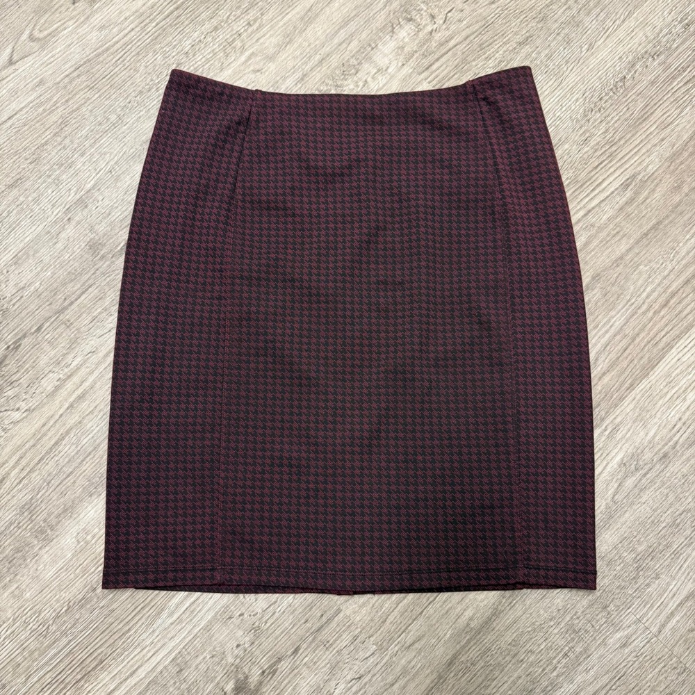 Liverpool Jeans Company Port Wine Houndstooth Pencil Skirt Size 16 LM6023P1680